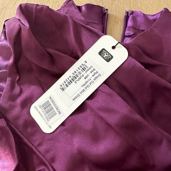 Drape Cut Out Detail Mini Dress in Purple - Picture 5 of 5